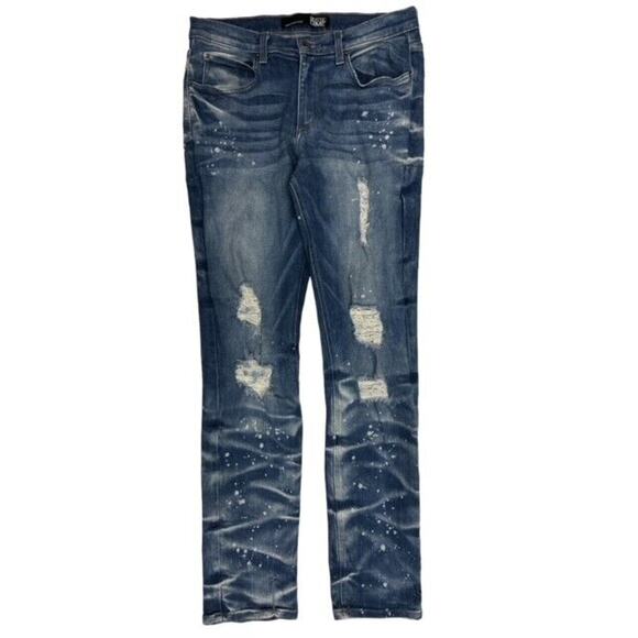 Rustic Dime Jeans Men 32 x 32 Taper Fit Blue Distressed Denim Cotton Stretch - Picture 1 of 8